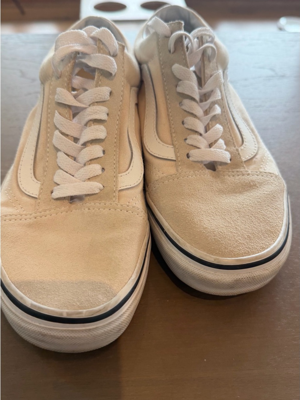 Vans Suede Low-Top Sneakers in Beige and White - worn once